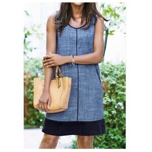 J.Jill Love Linen Dress Small Blue Chambray Sleeveless Career Basic Minimalist